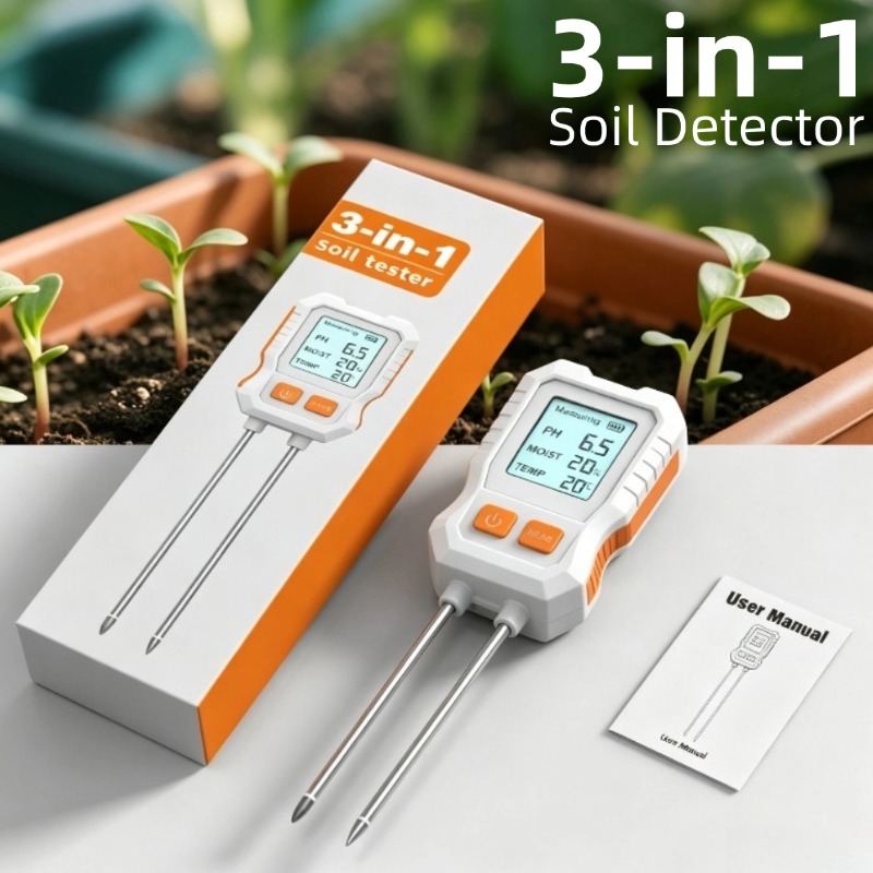 Soil Ph Meter - 3-in-1 Digital Soil Tester with Dual