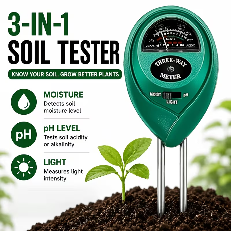Soil Ph Meter - 3-in-1 Soil Tester (Moisture, PH, and