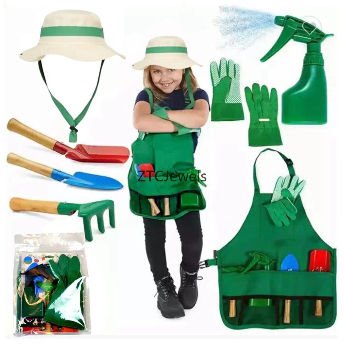 Kids Garden Apron Tool Set wit - đánh giá và giá Gardening Tools Girls