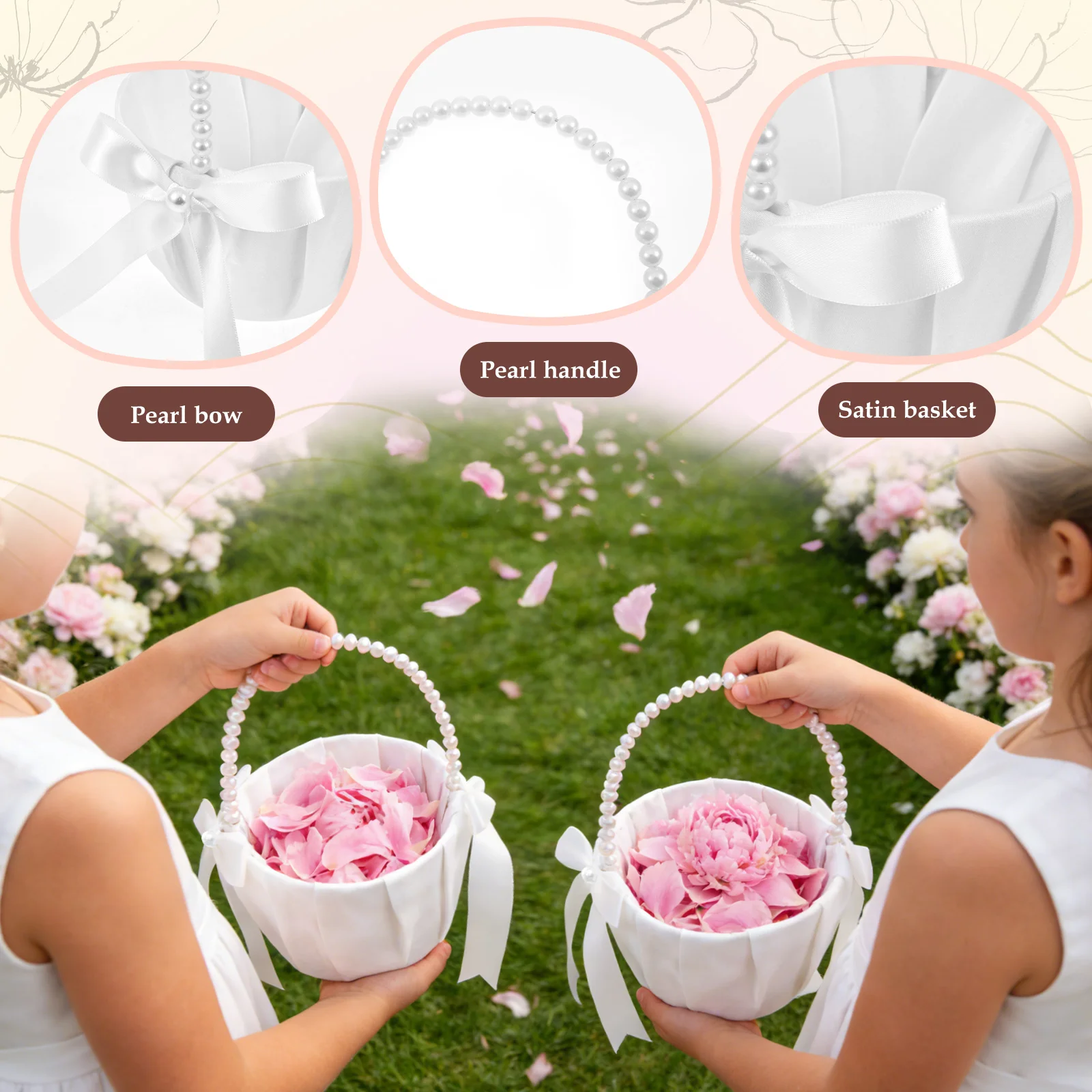 2Pcs Wedding Flower Girl Baske - đánh giá và giá Gardening Tools Girls