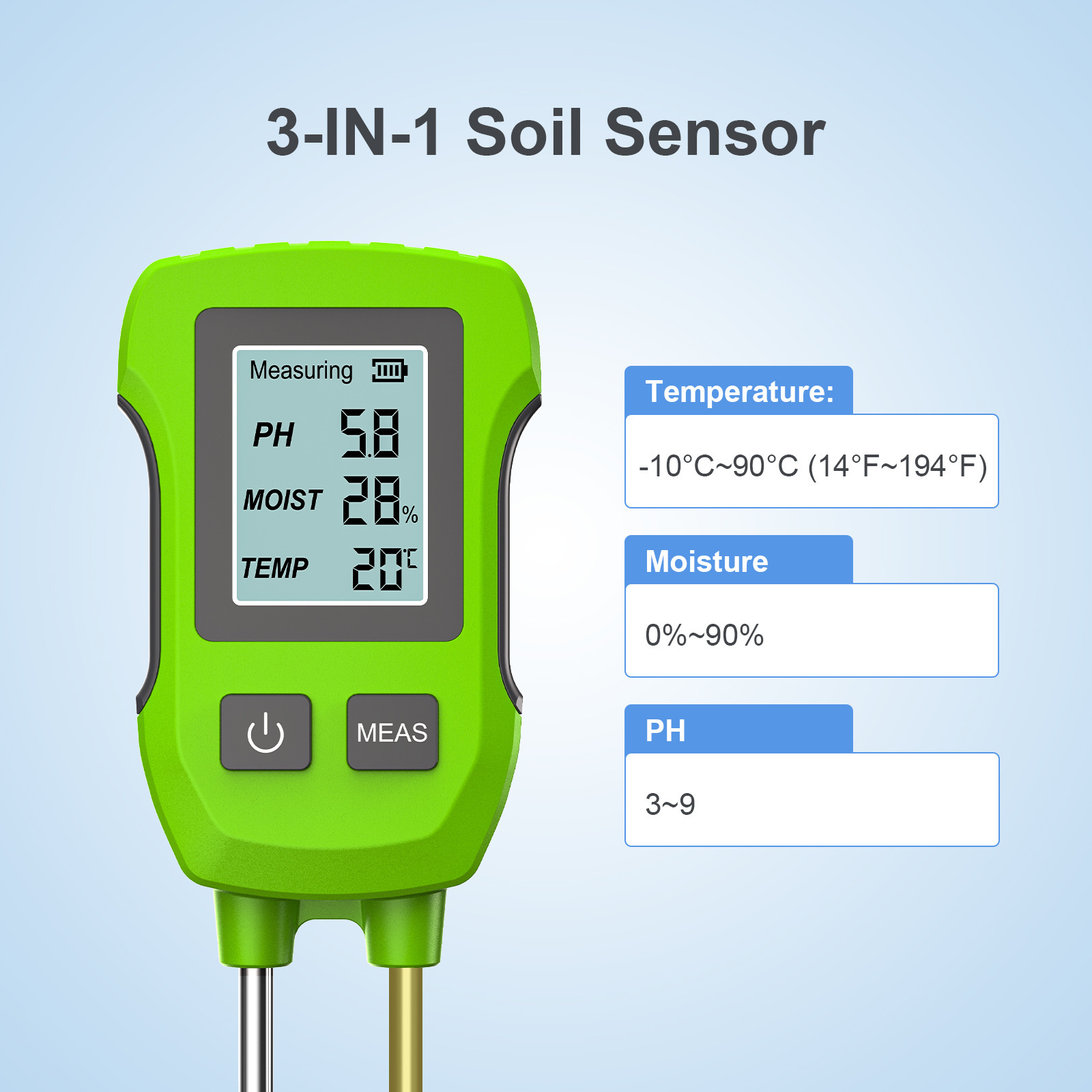 Utility Digital Display 3-in-1 - đánh giá và giá Soil Ph Meter
